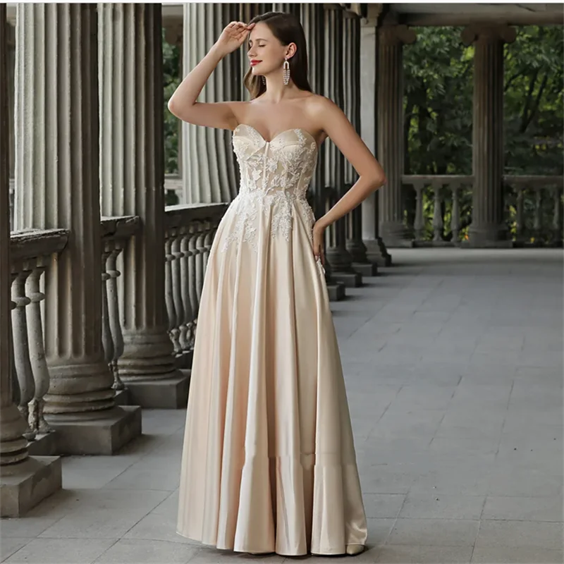 Maßgeschneiderte Champagner-Abend-Partykleider für Frauen 2026, ärmellos, herzförmig, Vintage-Stil, besondere Anlässe, formelles Kleid, individuell gestaltet