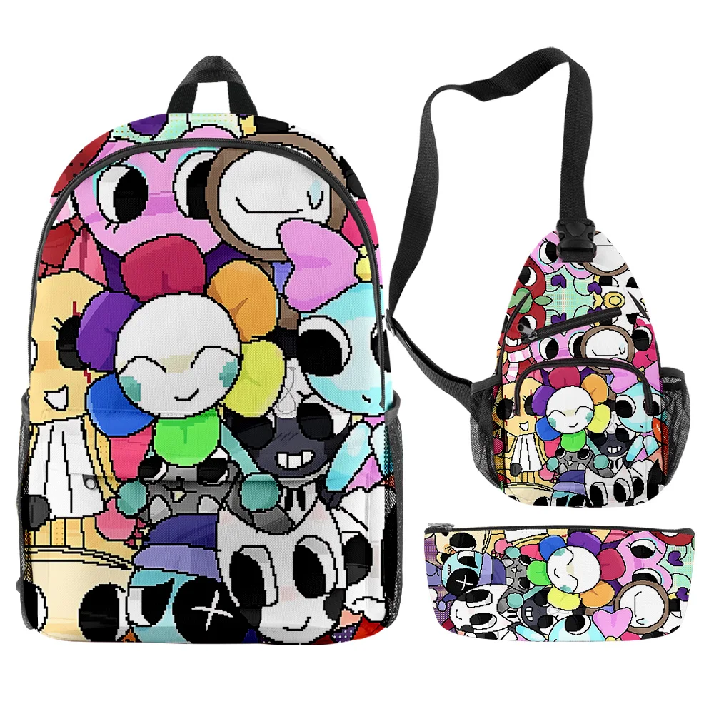 

3Pcs/Set Dandy's World Anime Backpack 3D Printed Student Bag Anime Small Laptop Bag Pencil Case for Lunch