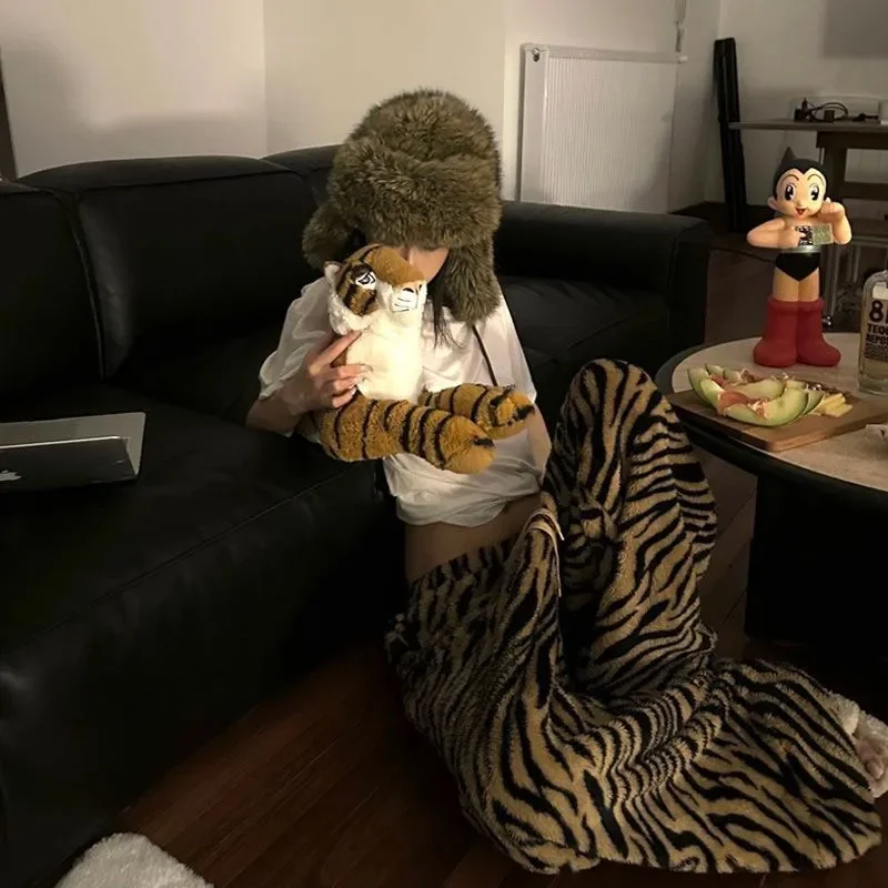 Samt hoch taillierte Hose mit weitem Bein für Damen, Leopardenmuster-Hose, faule Jogger, Damen-Freizeithose, Herbst und Winter, neue Streetwear