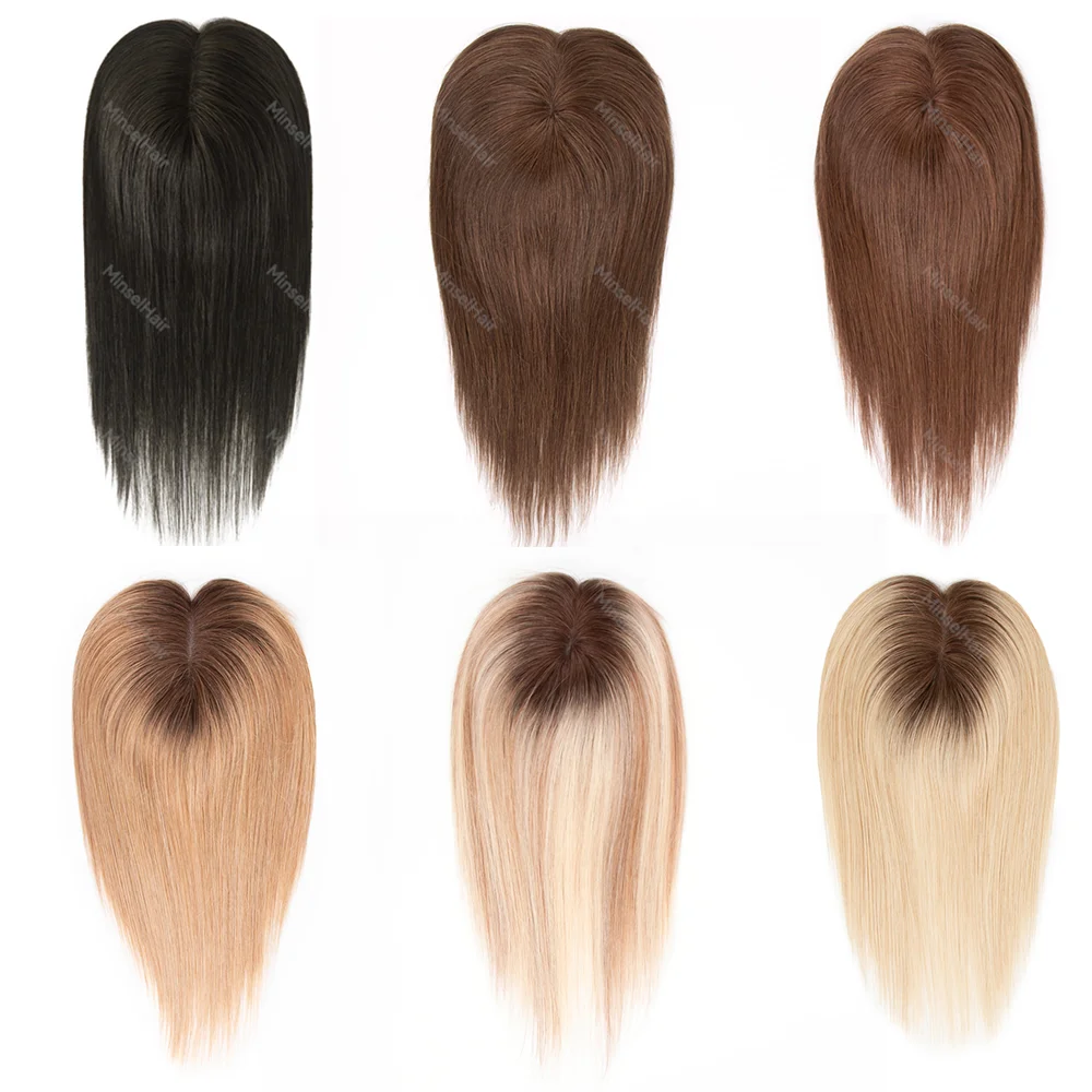 Toppers de cabelo humano castanho, clipe natural real em postiços 5x5 polegadas mono base grande 46g tecido à mão 12 polegadas 30cm para