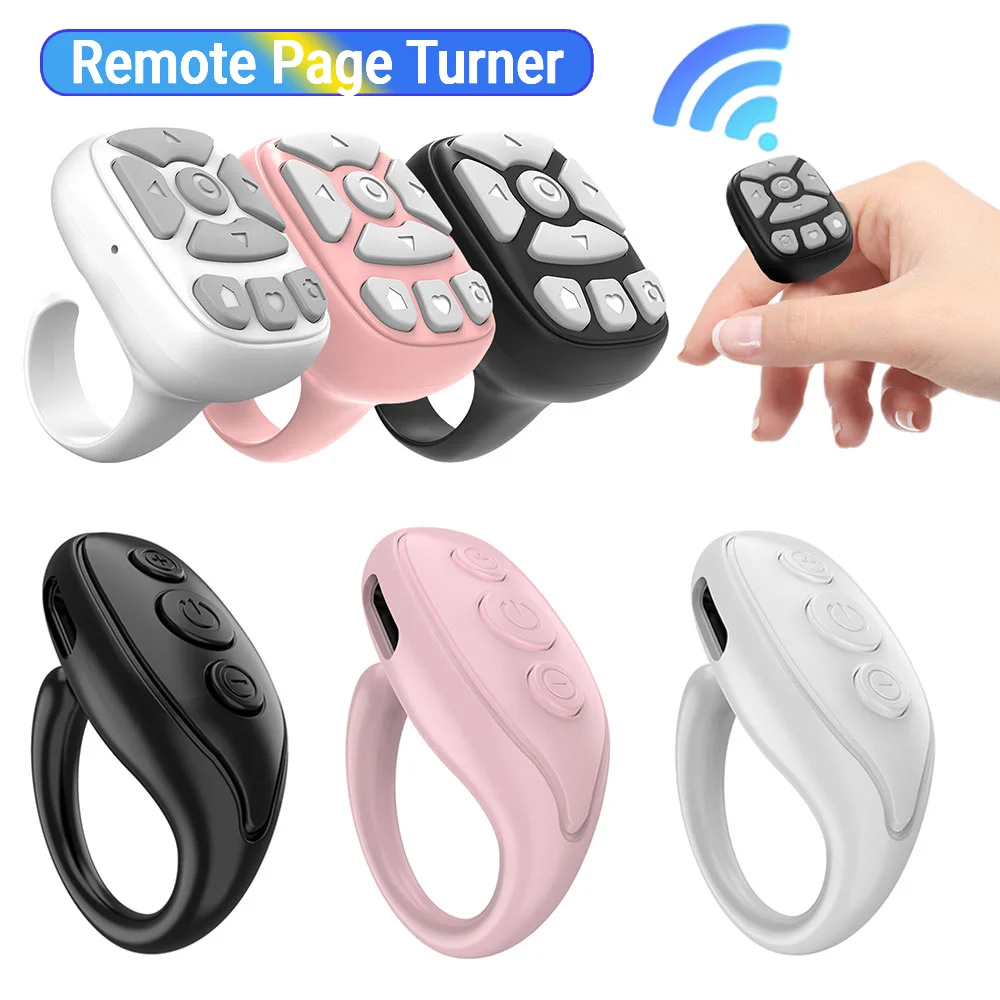 جهاز تحكم عن بعد بلوتوث لصفحة الكتاب الإلكتروني لـ TIK Tok Scrolling Ring Camera تسجيل الفيديو جهاز تحكم عن بعد صغير لهاتف IPhone Ipad ﻿