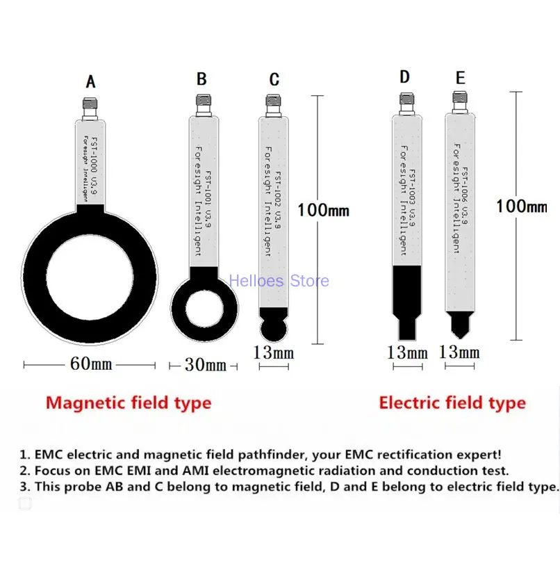 FST-100X EMC EMI EMS Near-field Probe Antenna Magnetic Field Electric Field 9K-6G Conductive Radiation Rectification Use