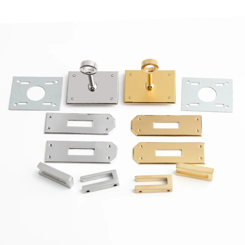 2-10Sets Stainless Steel Metal Clasp Turn Locks With Key Twist Lock For Handbag Shoulder Purse Closure Bags Hardware Accessories