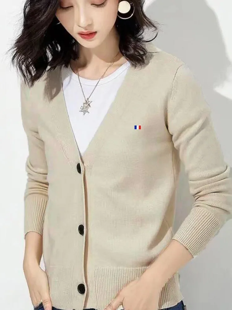 Basic Brief V Neck Cardigan Sweater Women Knitted Cardigans Wool Sweater Spring Cardigan Korean Female Tops Y2K Button Knitwear