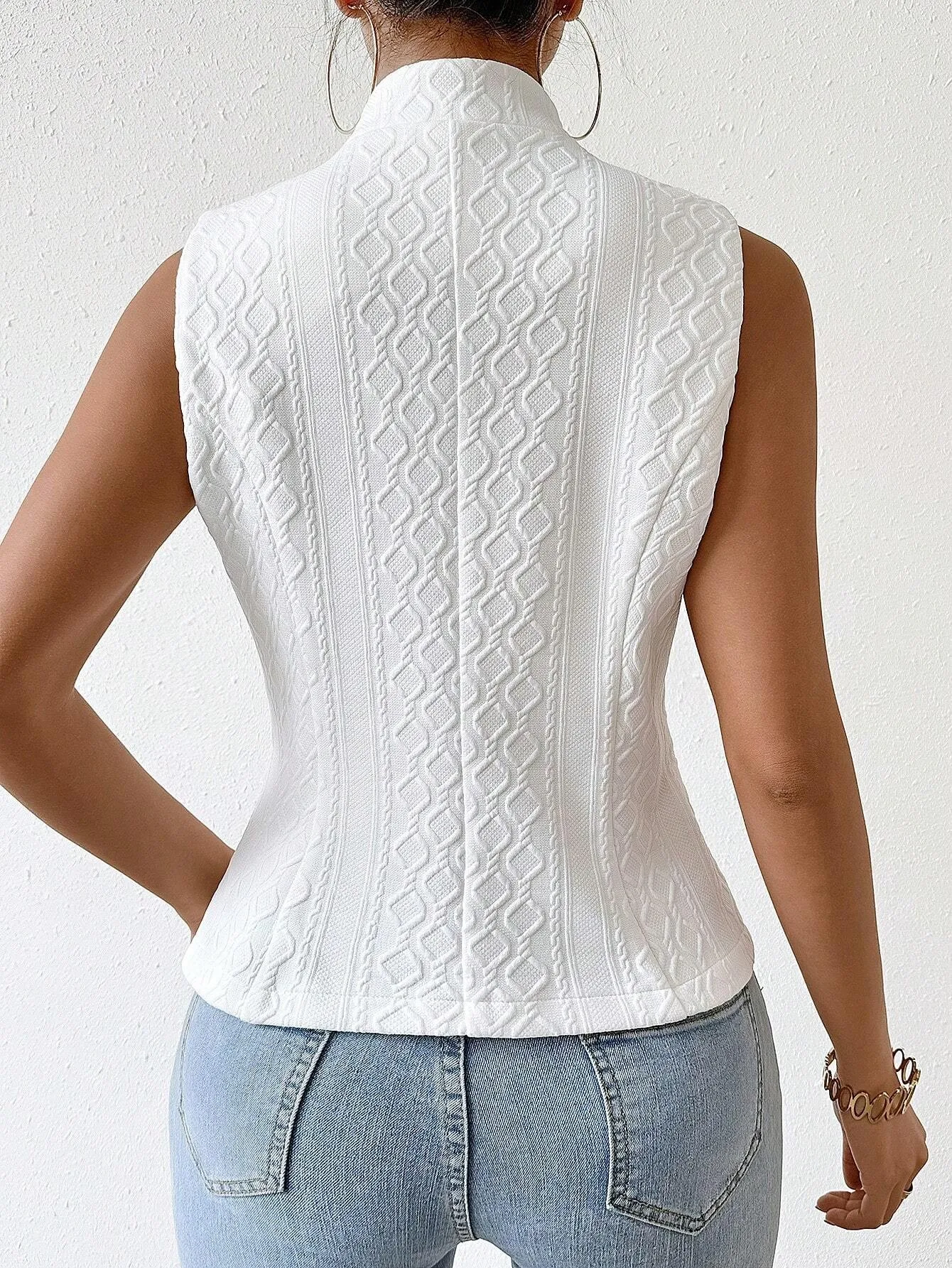 Ärmellose Weste im Frühlings- und Herbststil für Damen, vielseitiger Anzug, lässige Jacke, Knopfweste, Oberteil – Detail 5