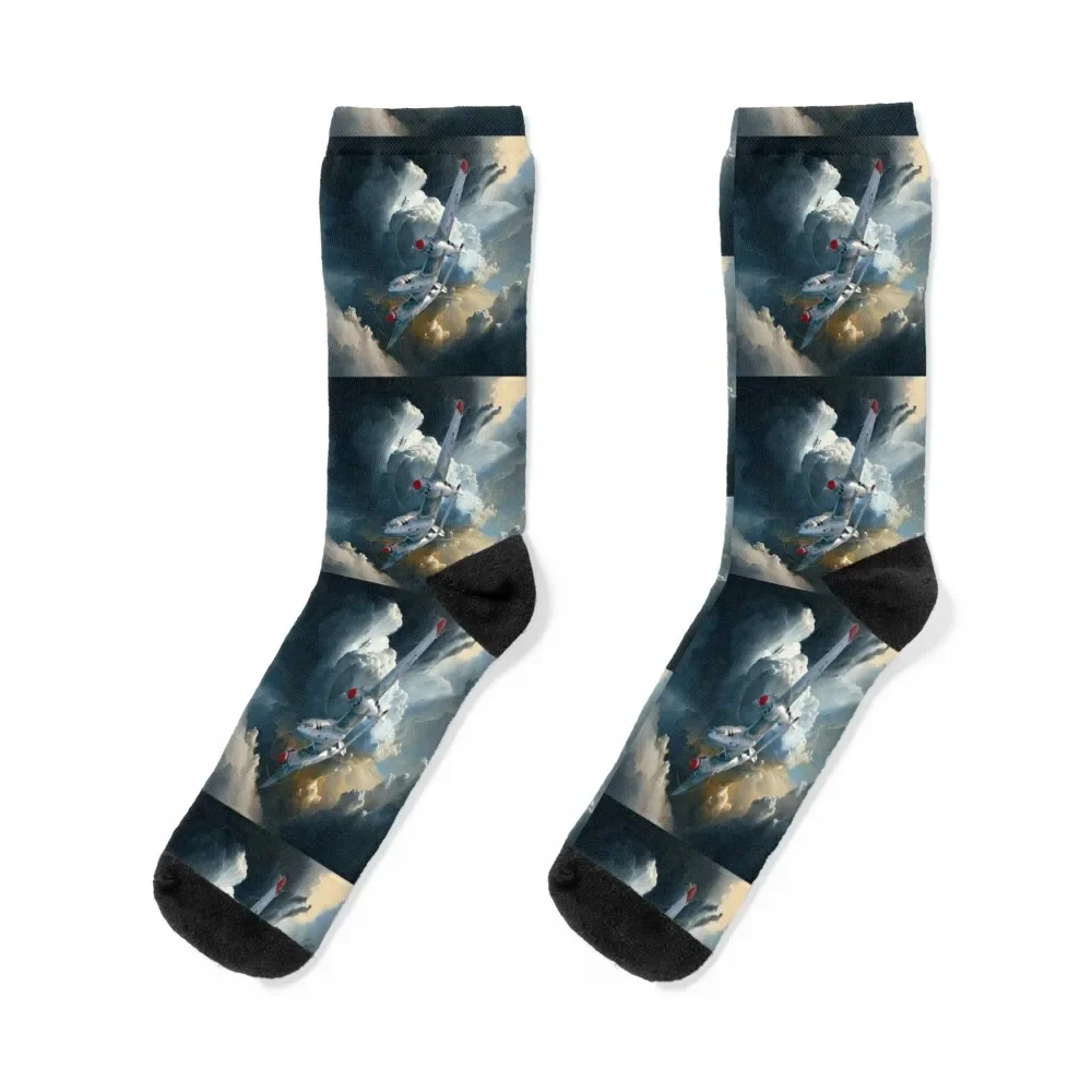 P-38 Lighting based on Major Richard Bong plane Socks funny sock Climbing Women's Socks Men's