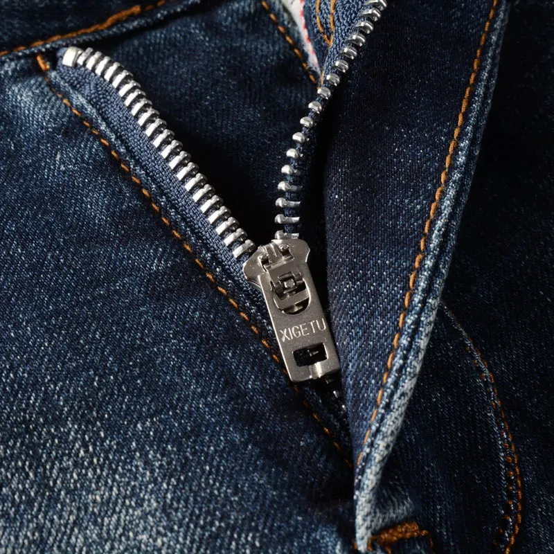 Italian Style Fashion Men Jeans Retro Washed Blue High Quality Stretch Slim Fit Ripped Jeans Men Vintage Designer Denim Pants