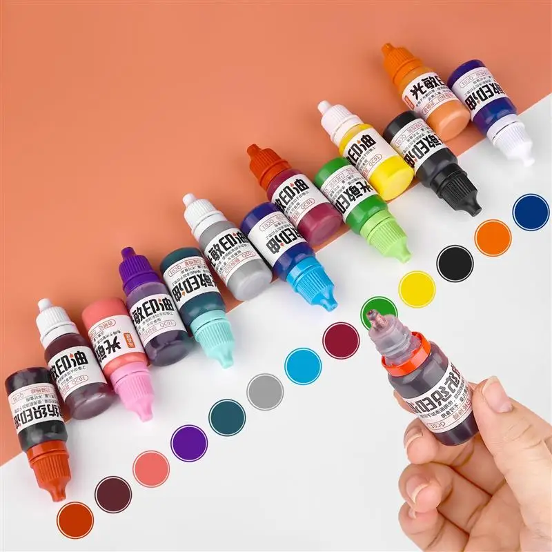 10ml Refill Ink 13 Color Rubber Stamp Oil Inking Photosensitive Seal Stamping Refill Ink For Office School Make Seal Supplies