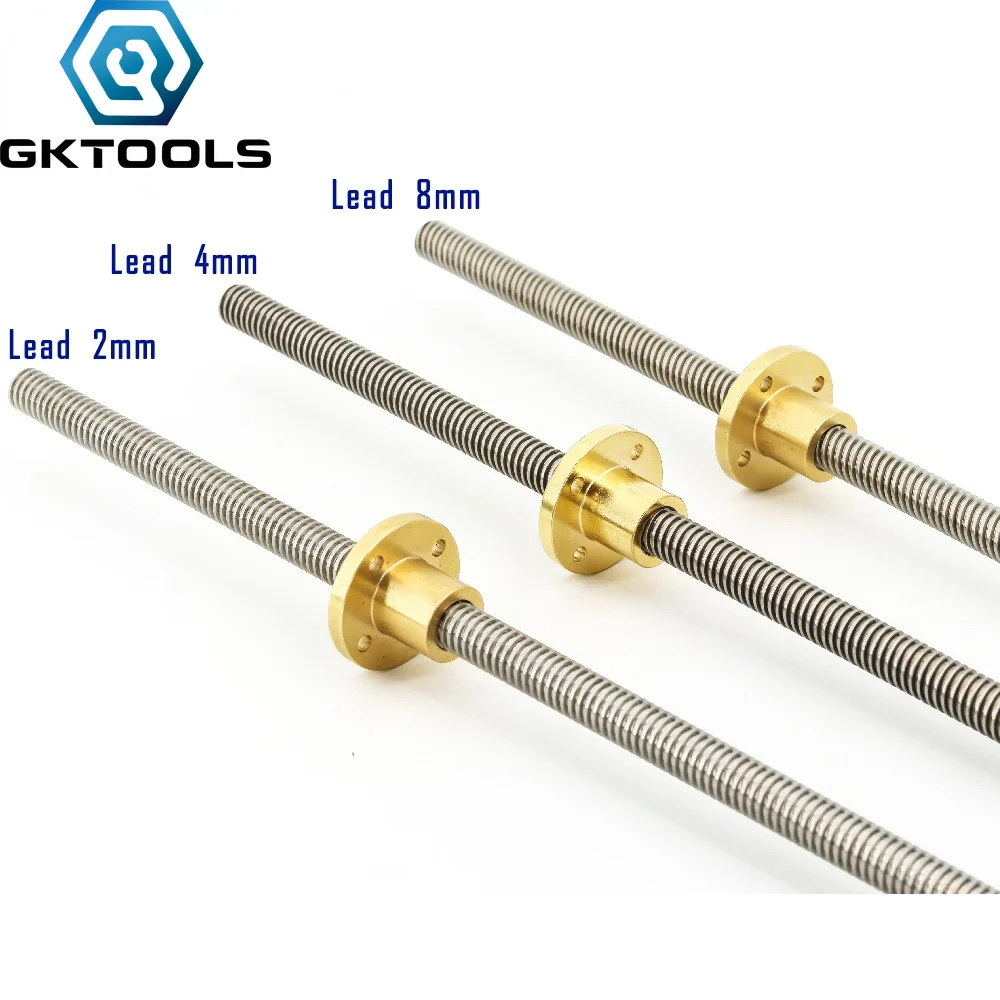 

304 stainless steel T10 screw length 750mm lead 4mm 8mm 12mm trapezoidal spindle 1pcs With brass nut