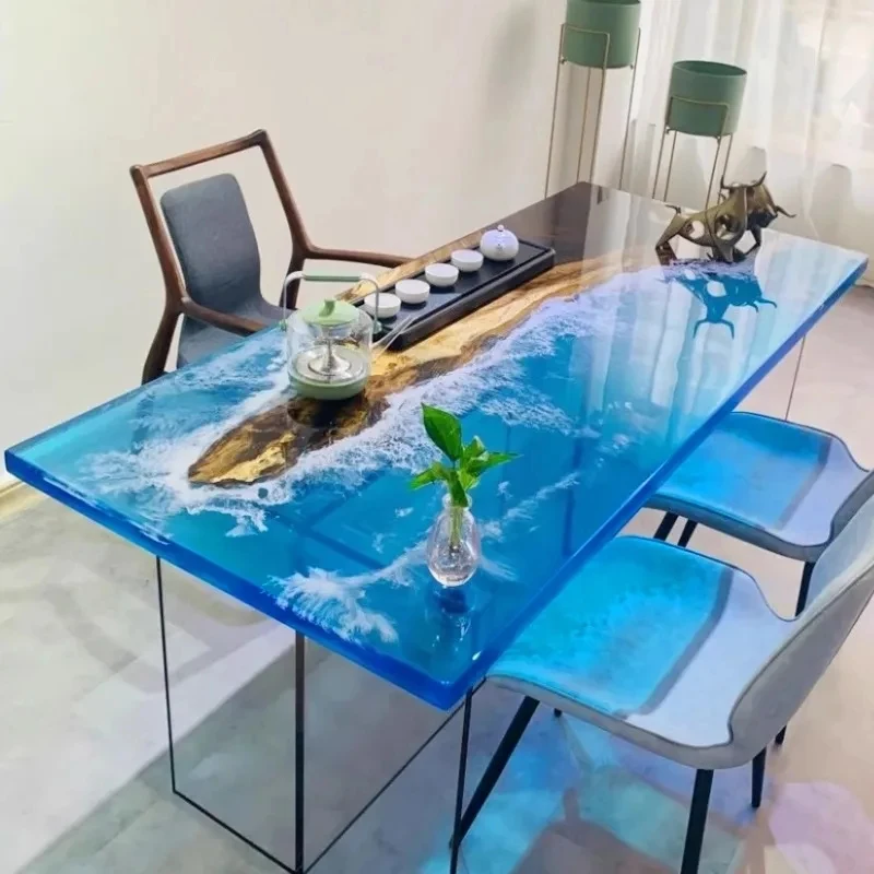 

custom.Custom Made High Quality Epoxy Resin Dining Table Solid Wood Modern Design Vintage Furniture Kitchen Custom Size