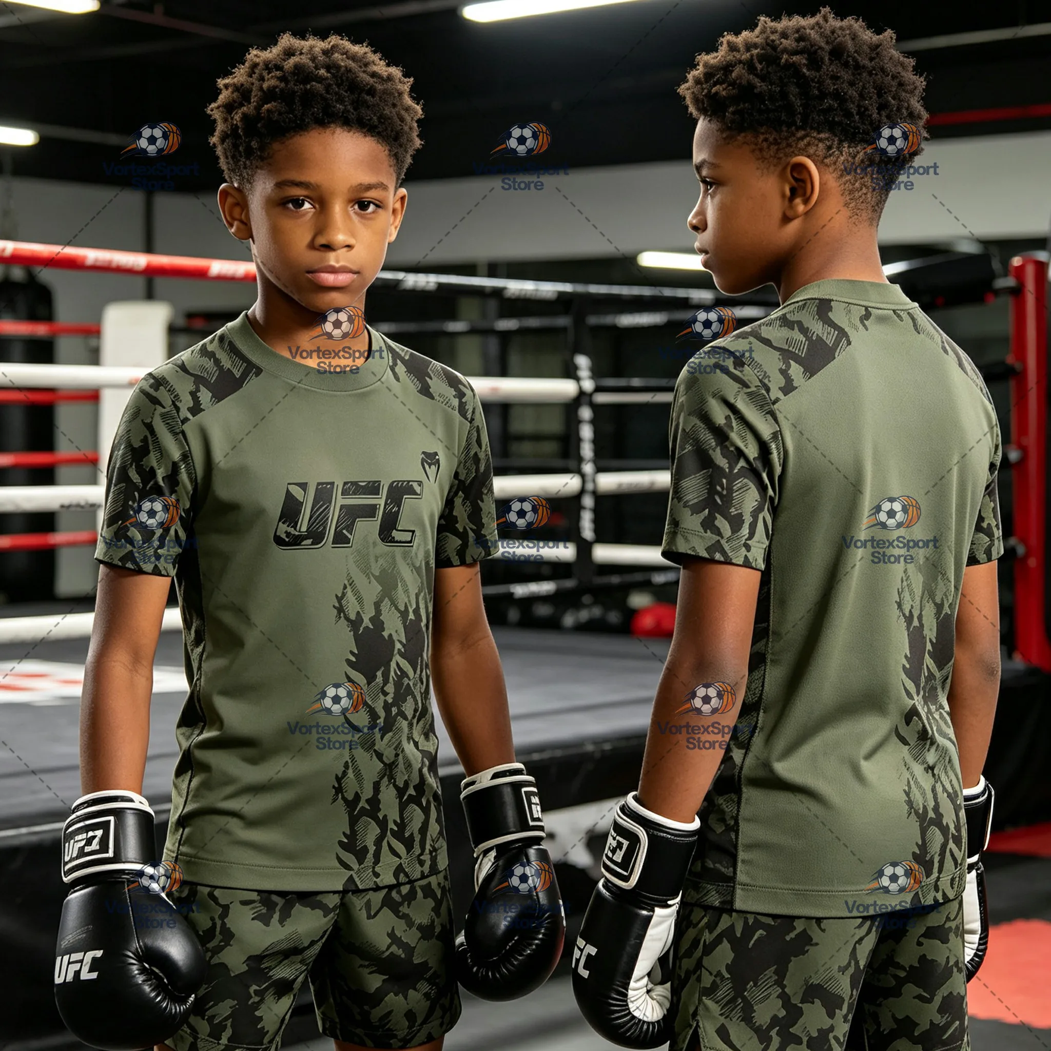 Children's Men's UFC Boxing Quick-drying T-shirt All Size Short Sleeve O-neck Camouflage Colour Boxing Training Fitness Jersey