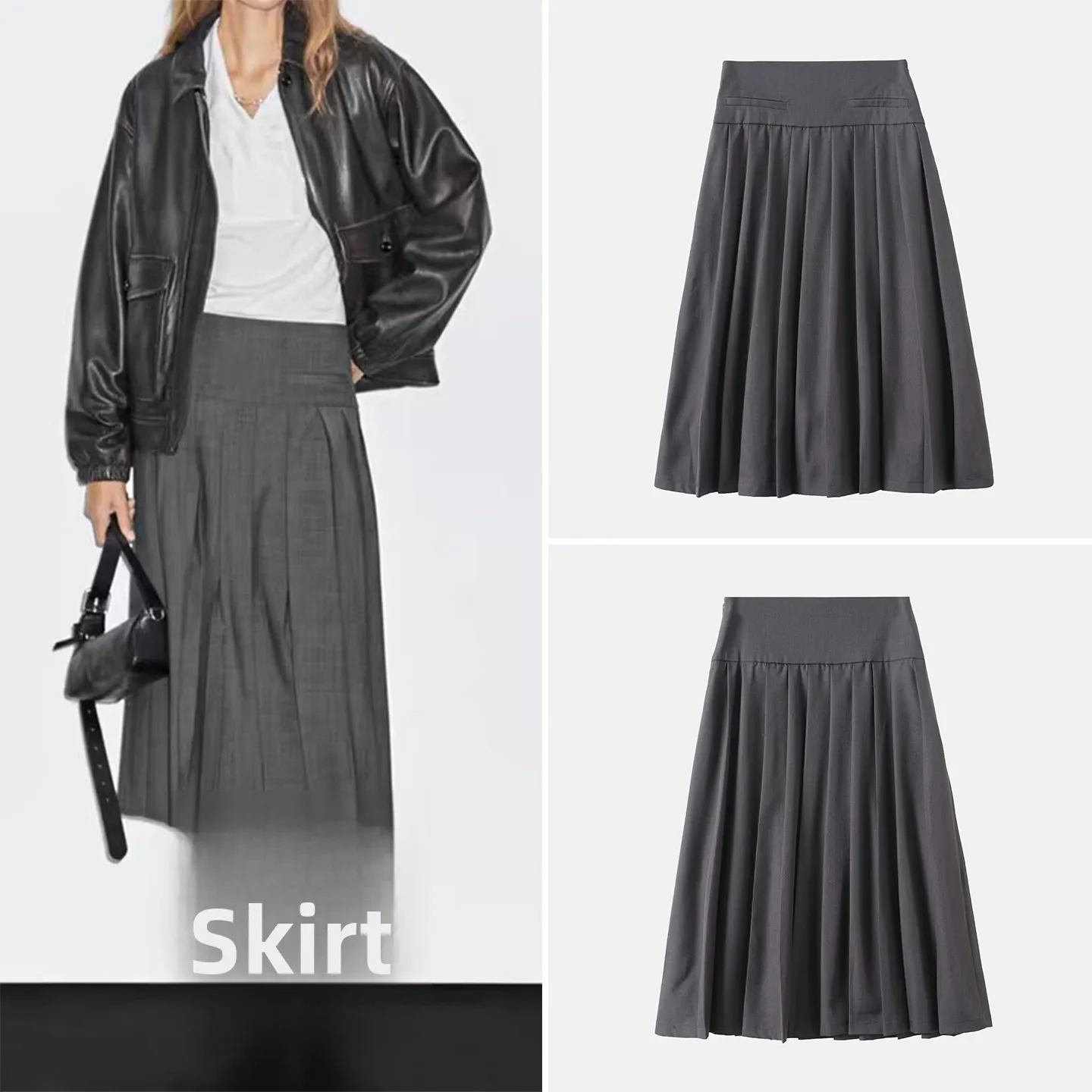 

Юбка-миди серии ay, плиссированная женская повседневная юбка со средней талией, другой материал 00% китайского производства, осень 2022, новинка 2023 г.