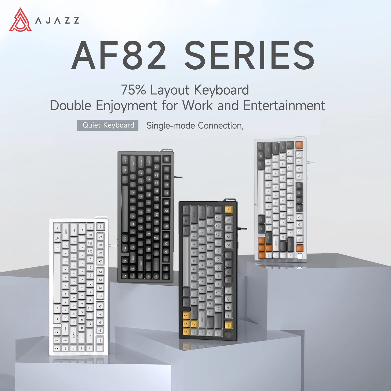 Tastiera a Membrana Cablata AJAZZ AF82 75%, Silenziosa, Plug-and-Play, Multicolore, per PC, Laptop e Ufficio