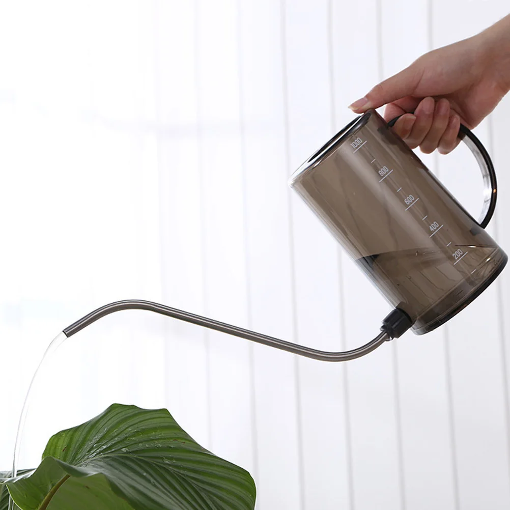 

Long Spout Watering Can Transparent Body with Scale 1L Capacity Precise Splash-Free Garden Watering Tool Garden Supply
