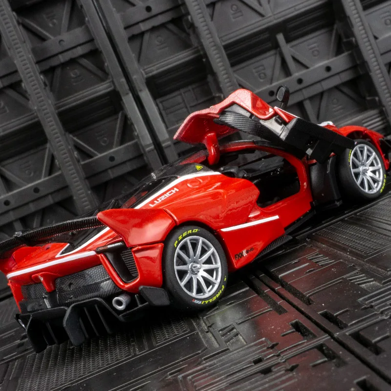 Modelo de supercarro de liga Bburago 1:32 Ferrari FXX K, portas e capô do motor, porta-malas pode ser aberto detalhes ricos, acabamento fino