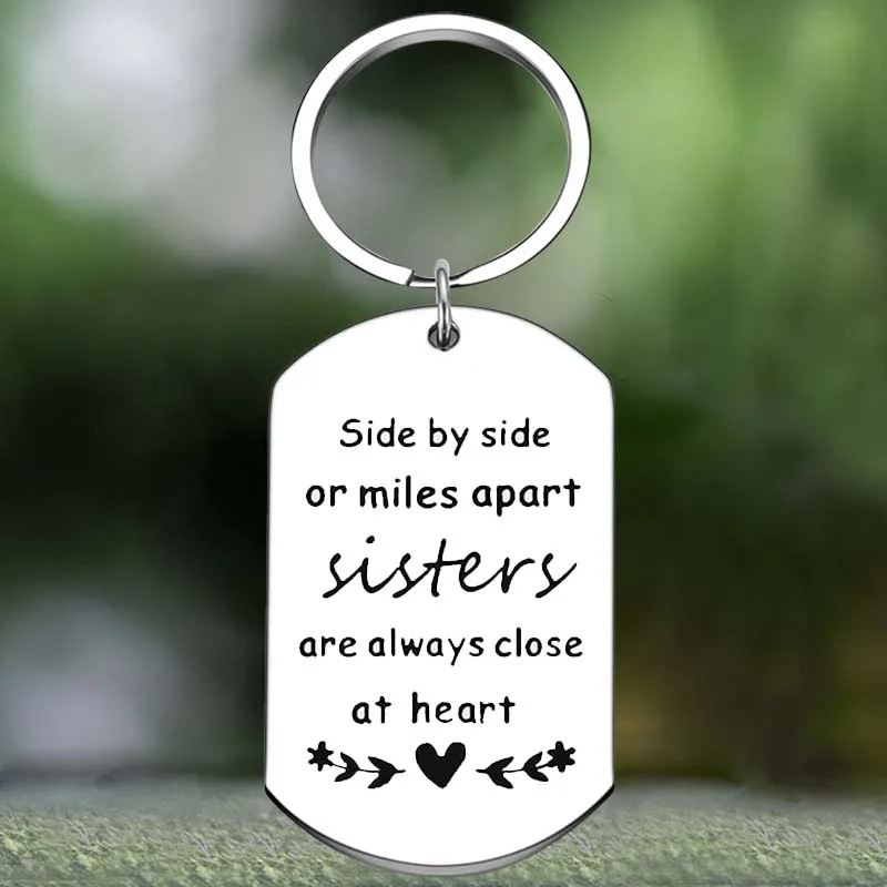 Cute Sister Birthday Gifts Keychain Side by Side Sisters Christmas Gift Key Chain Pendant Jewelry Sister in Law Gifts