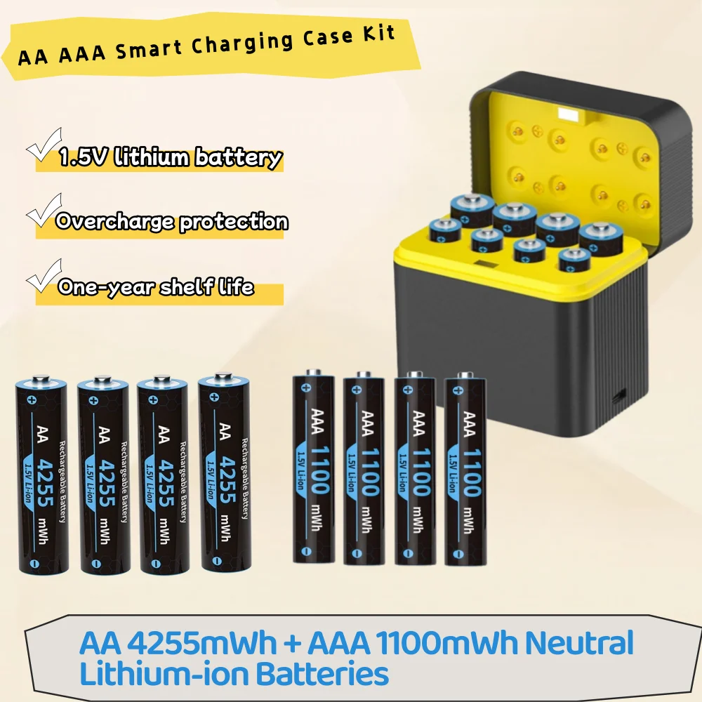 Batterie au Lithium Rechargeable AA 4255mWh/AAA 1100mWh, 4 à 20 pièces, haute capacité, 1.5V, pour souris et télécommande