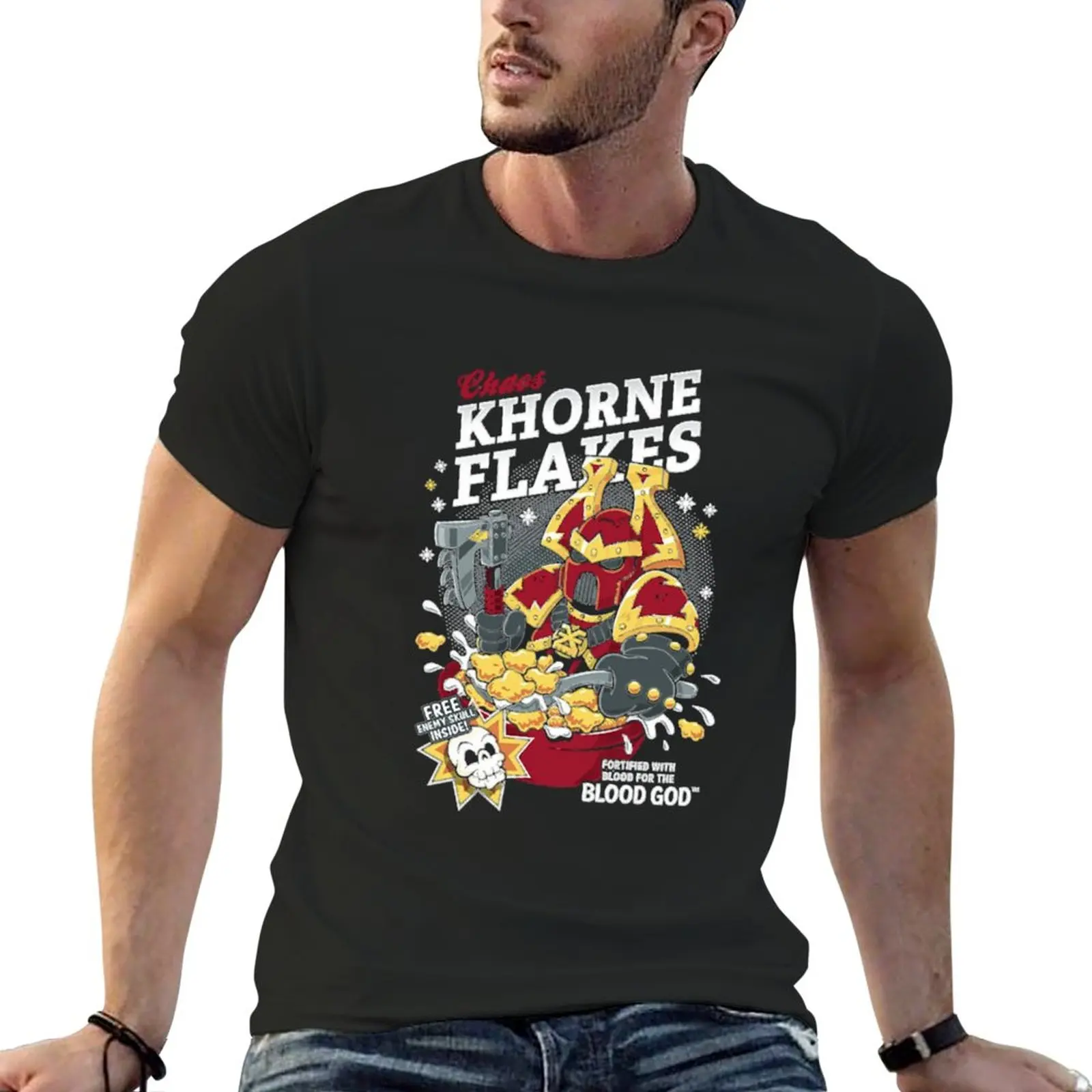 Chaos Khorne Flakes T-Shirt anime plus size tops funny t shirt tops black t shirts for men