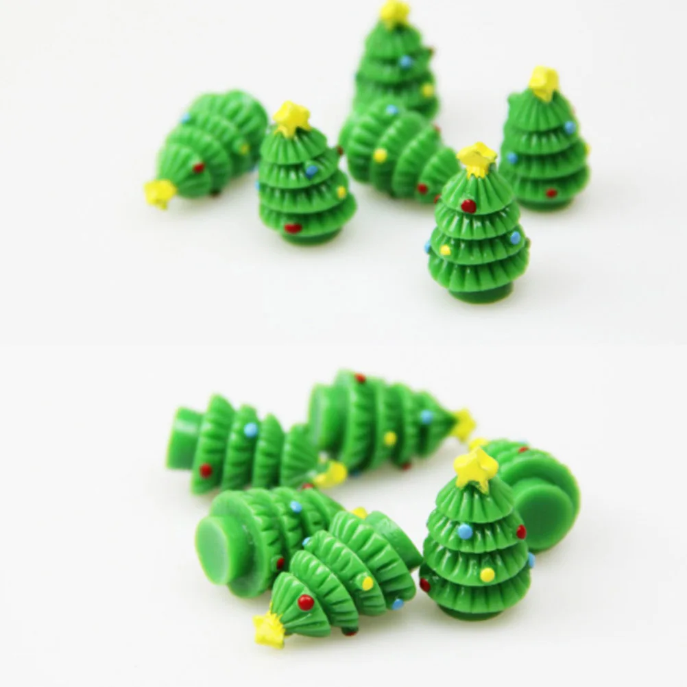 

40 PCS Christmas Tree Micro Landscape Gift Crafts Ornaments for Decorate Desk Decoration Ball Holiday Mini Resin Trees