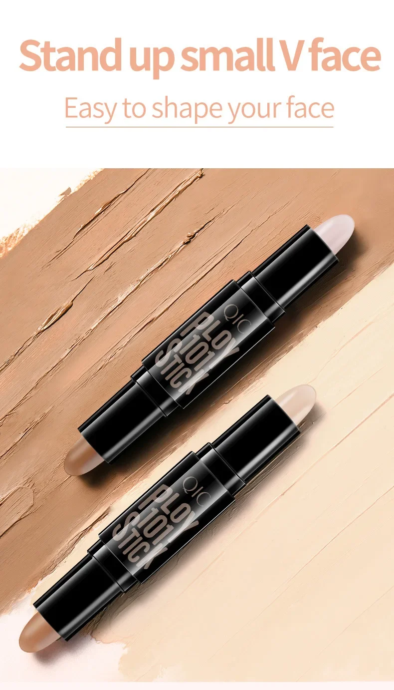 QIC Double-headed Concealer Stick Three-dimensional Repair Volume Brighten Face Highlight Concealer Pen Color Repair Makeup