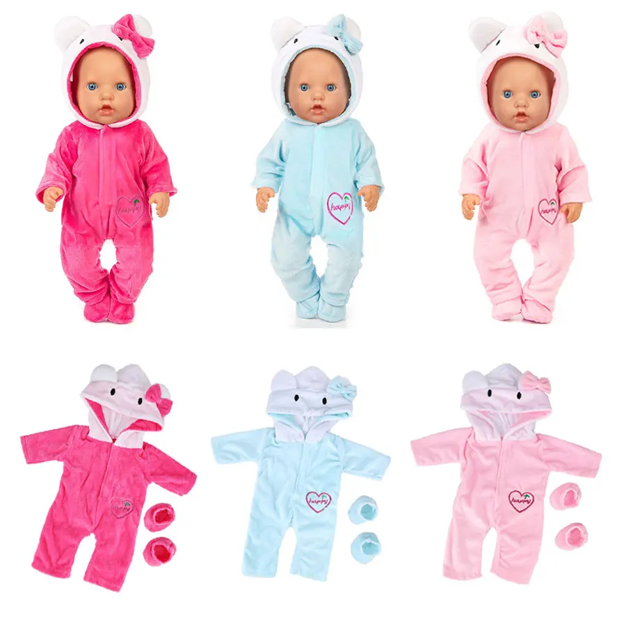 18 インチ/45 センチメートル人気のアメリカンドールの服セットフィットリボーンドールピンクブルーレッド猫服パジャマアクセサリー人形服ガールギフト