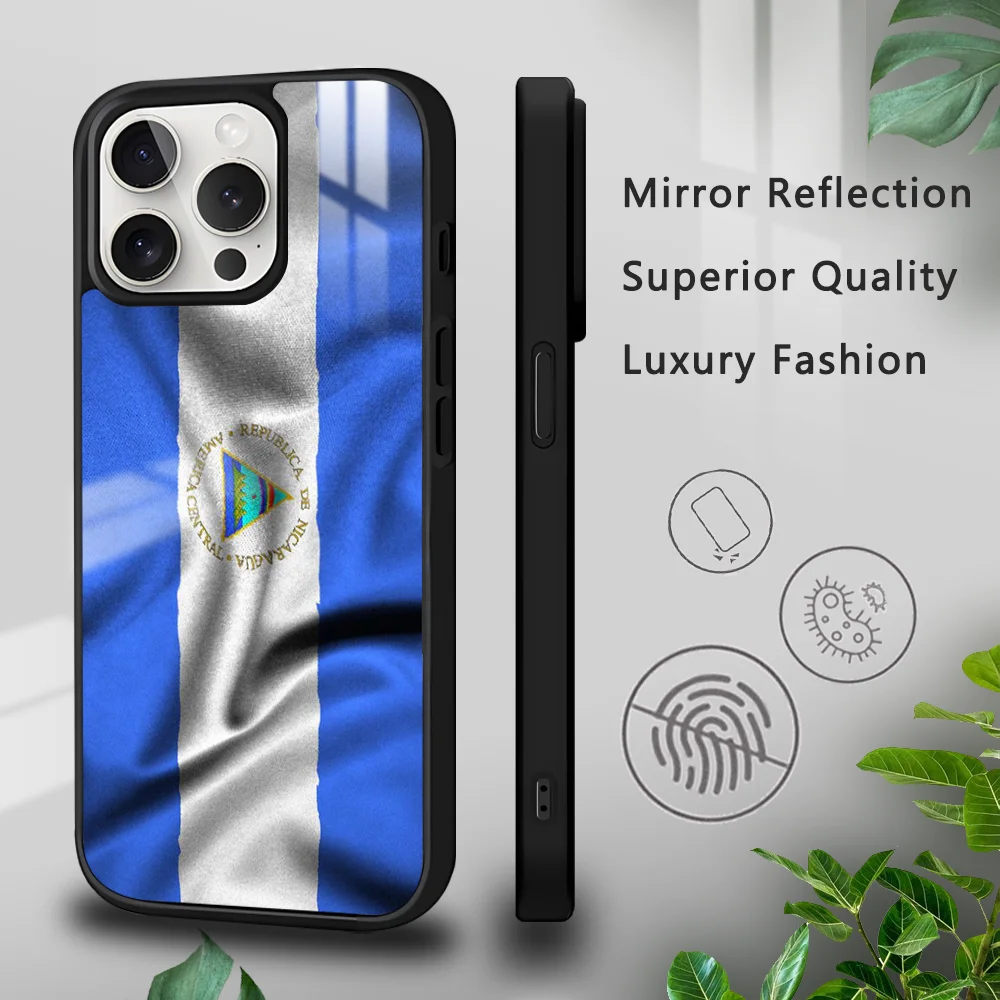 N-Nicaragua Flag Phone Case For iPhone 16 15 14 13 12 11 Pro Xs Max Mini Plus Celulares Hard Funda