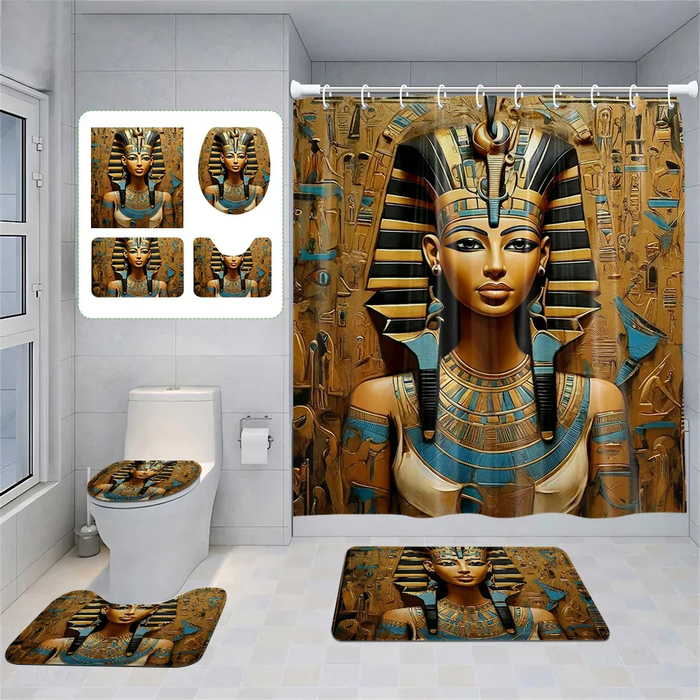 Home shower curtains bathroom Decora waterproof fabric non-slip bath mat water absorption curtain Modern Nordic Egypt pharaoh