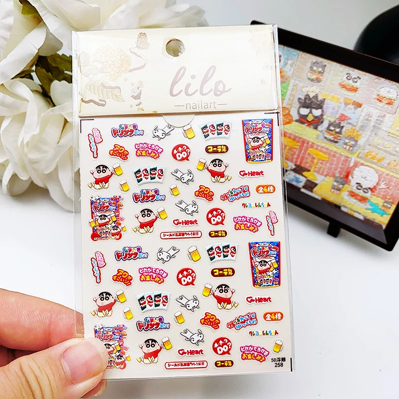 

Anime Crayon Shin Chan Stickers 5D Kawaii Cartoon Ledger Materials Nail Water Cup Phone Camera Anything Decoration for Girls