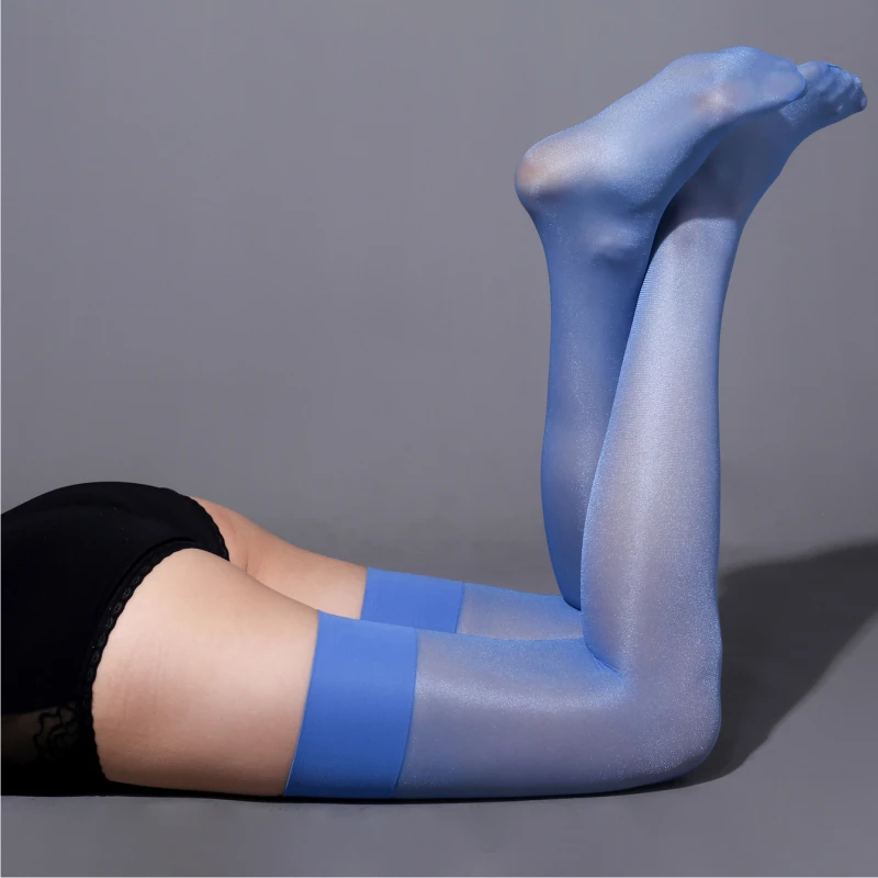 

15d ultra thin fun elastic wide edge rims color oil glitter sexy fragrance stockings silk socks