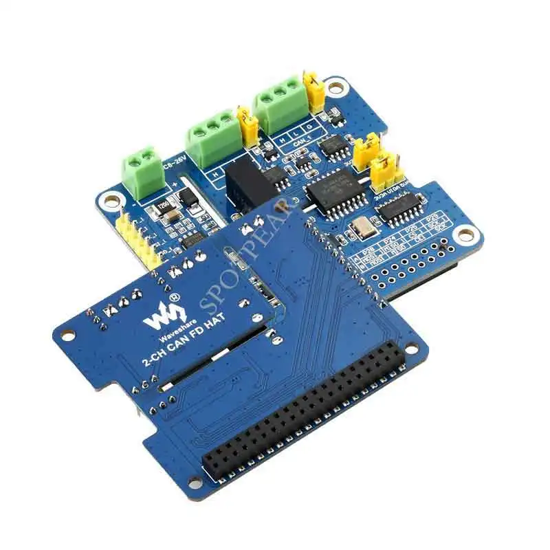 2-Channel Isolated CAN FD bus Expansion board 40PIN GPIO CAN2.0 and CAN FD protocols supports Raspberry Pi/Jetson Nano/STM32