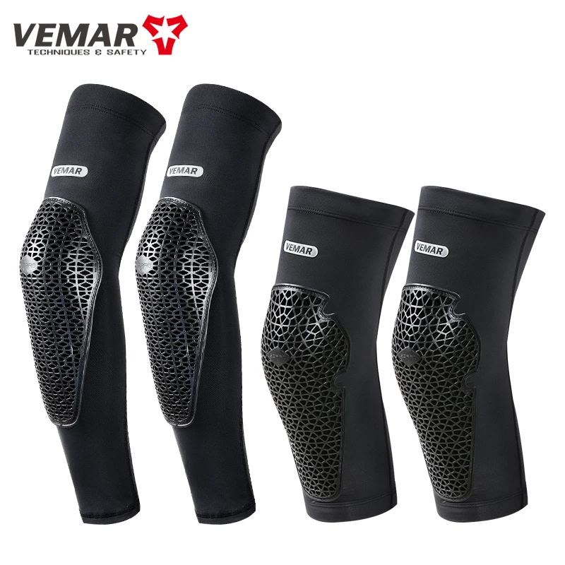 

VEMAR Breathable Anti-fall Motorcycle Knee Elbow Pads High Elasticity Motocross Knee Guard DH MTB Cycling Moto Sleeves Kneepads