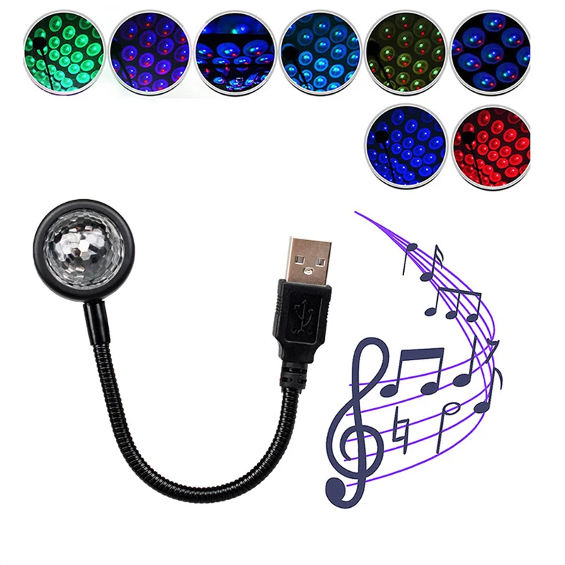 9 Modes Music Control Car Roof Star Light Adjustable RGB Interior LED Atmosphere Ambient Projector USB Decoration Night Lights