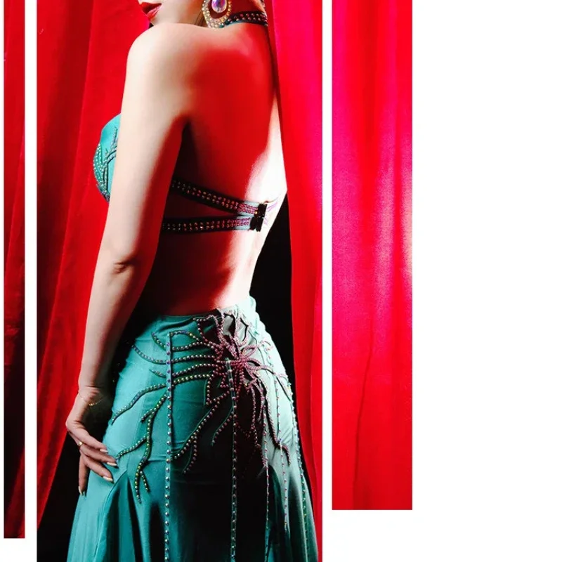 For Women Spring Summer New Belly Dance Costume Set Adult High-end Sexy Hanging Neck and Hip Bag Belly Dance Performance Clothes