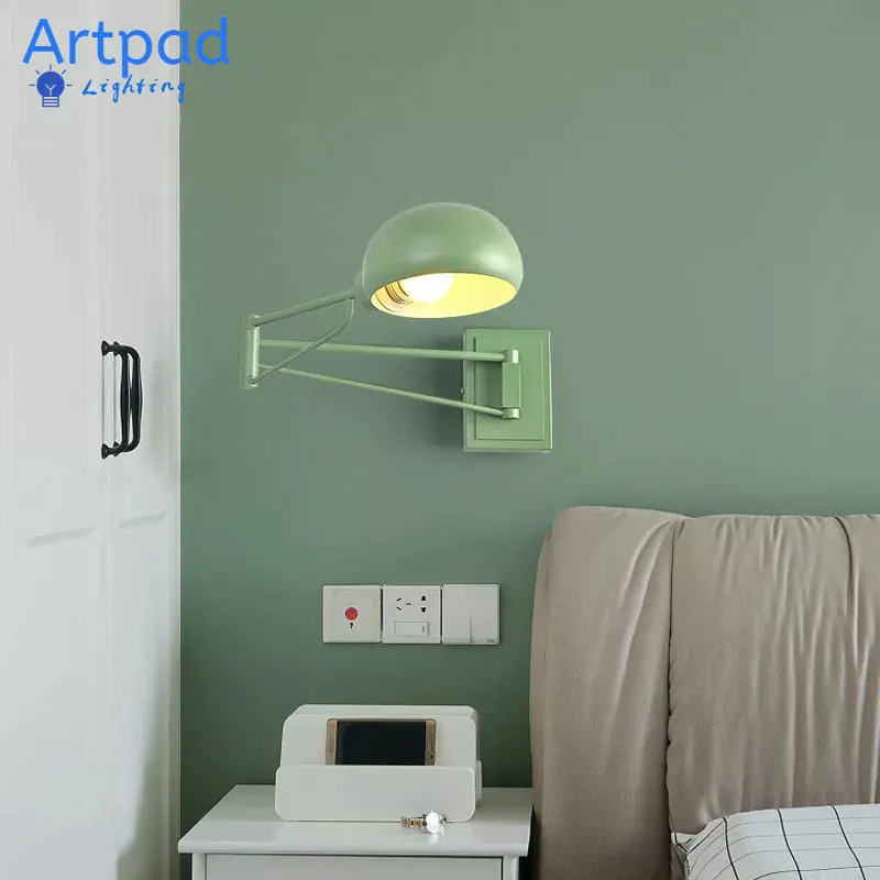 

Artpad Modern Metal Creative Bedroom Bedside Light On The Wall Scalable Long Arm Work Read and Writing Wall Lamp