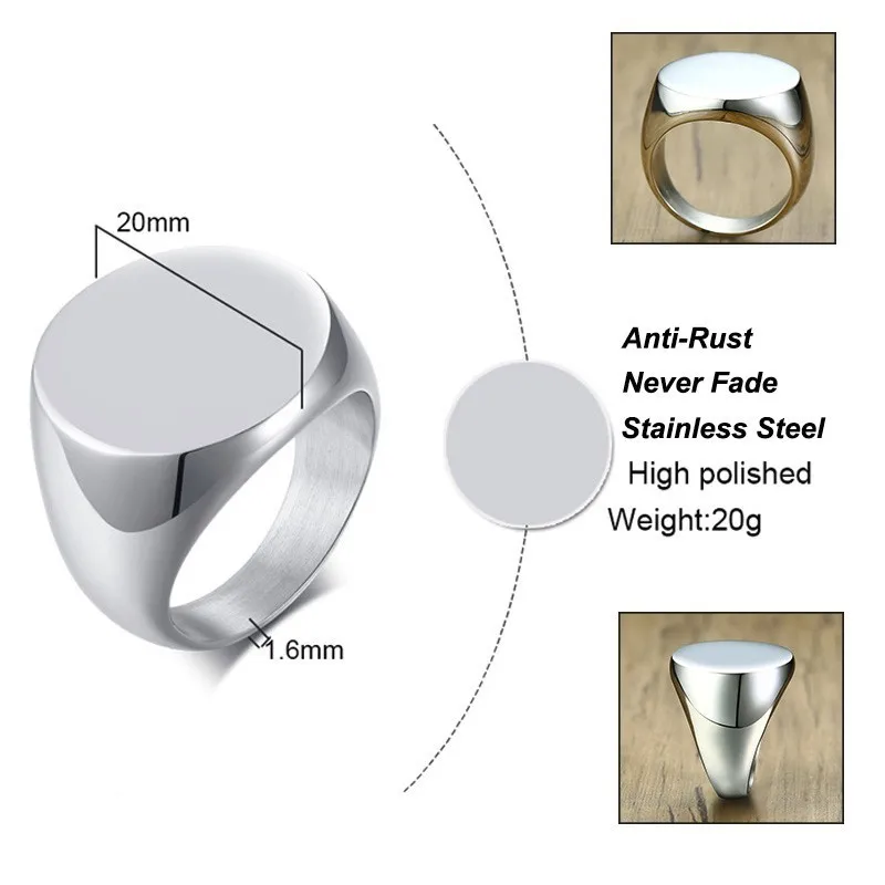 Vnox-Anillo de sello de cabeza de cabra de diablo para hombre, sello personalizado, acero inoxidable, Rock, redondo, Top