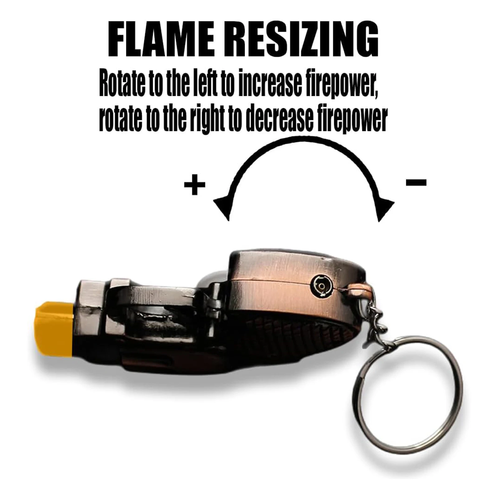 Cool Windproof Jet Flame Torch Lighter, Unique With Keychain Adjustable Flame Butane Lighters for Gifts (Gas Not Included)