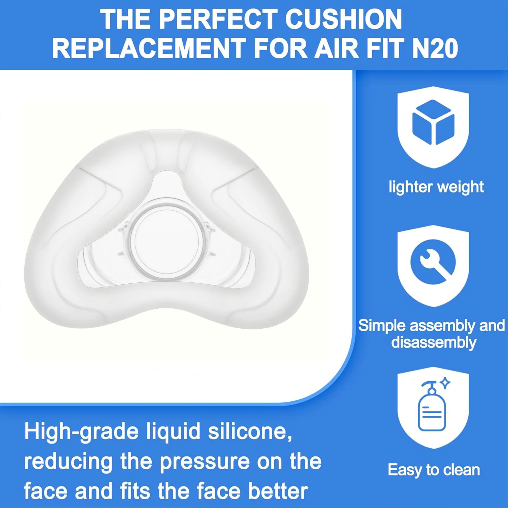 1 Pack CPAP Replacement Cushion-Large, for Airfit/Airtouch N20 Silicone Nasal Mask,Snug Fit on Original Frame,Softer Wear