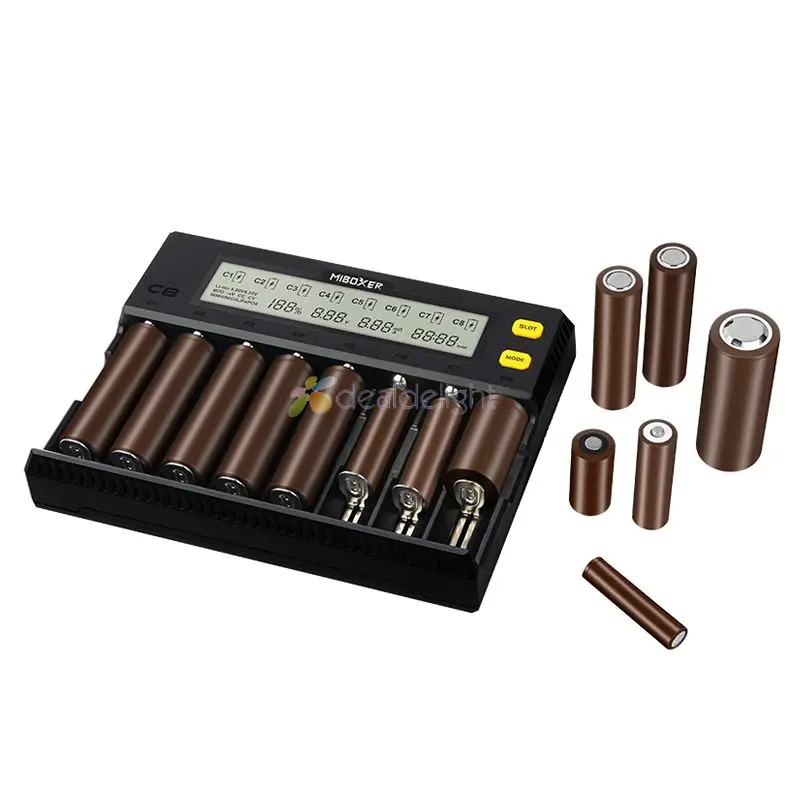 Miboxer C8 8 Slots Smart AA AAA 18650 Battery Charger Current Optional Overcharging Protection With Display