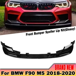 Per BMW F90 M5 Competition 2018 2019 2020 paraurti anteriore Spoiler Lip in fibra di carbonio Look/Gloss Black Splitter Blade Body Protector