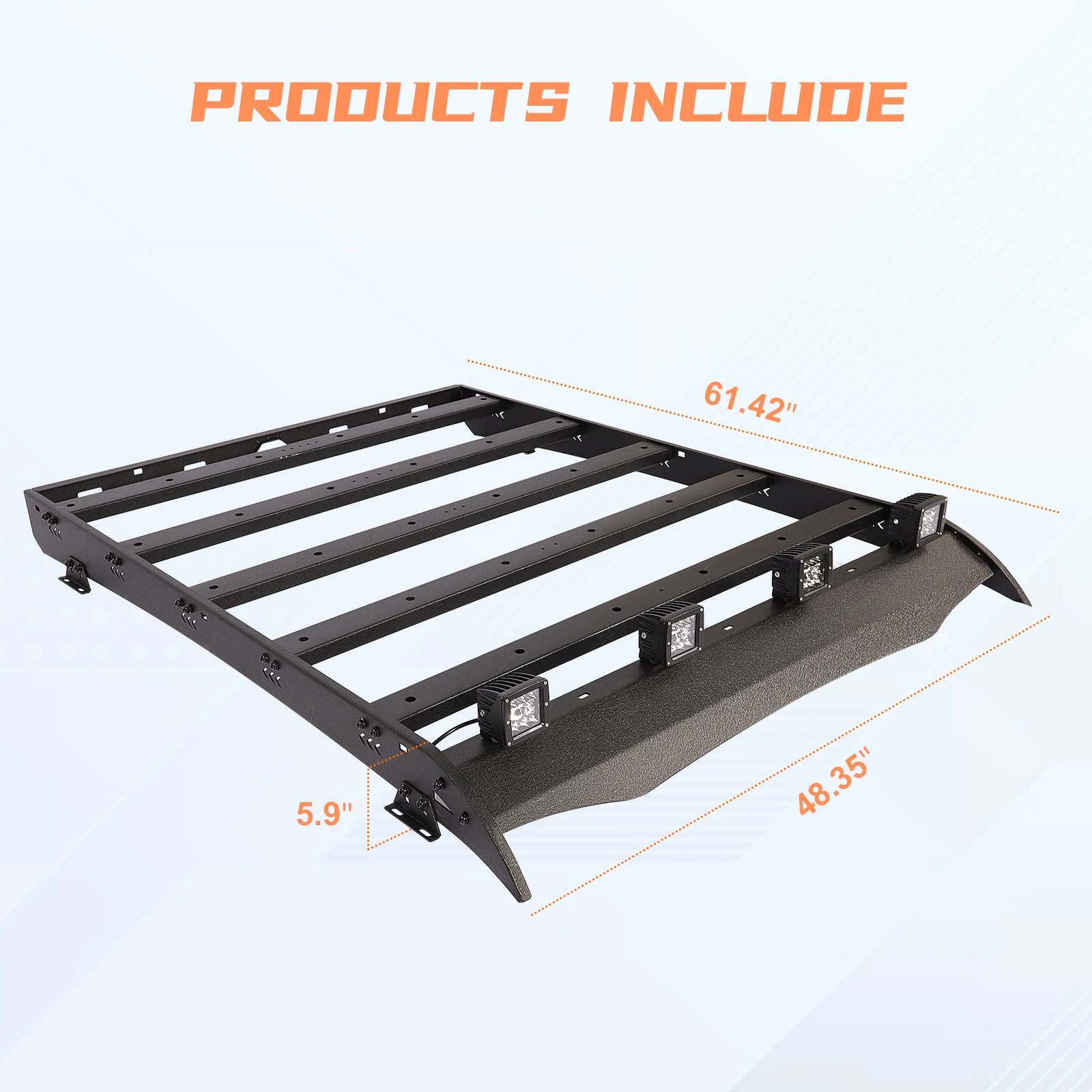Roof Rack Cargo Luggage Carrier w/LED light For Toyota Tacoma Double Cab 2005-23