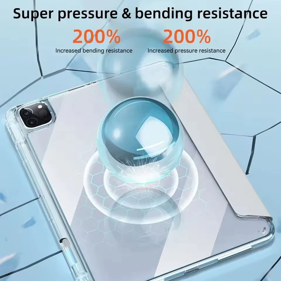 2026 Acrylic HD Clear Pencil Holder Case for MI Poco Pad M1 X1 2025 11.2 Inch Redmi Pad 2 Pro 12.1" SE 11" PU Stand Tablet Cover 4