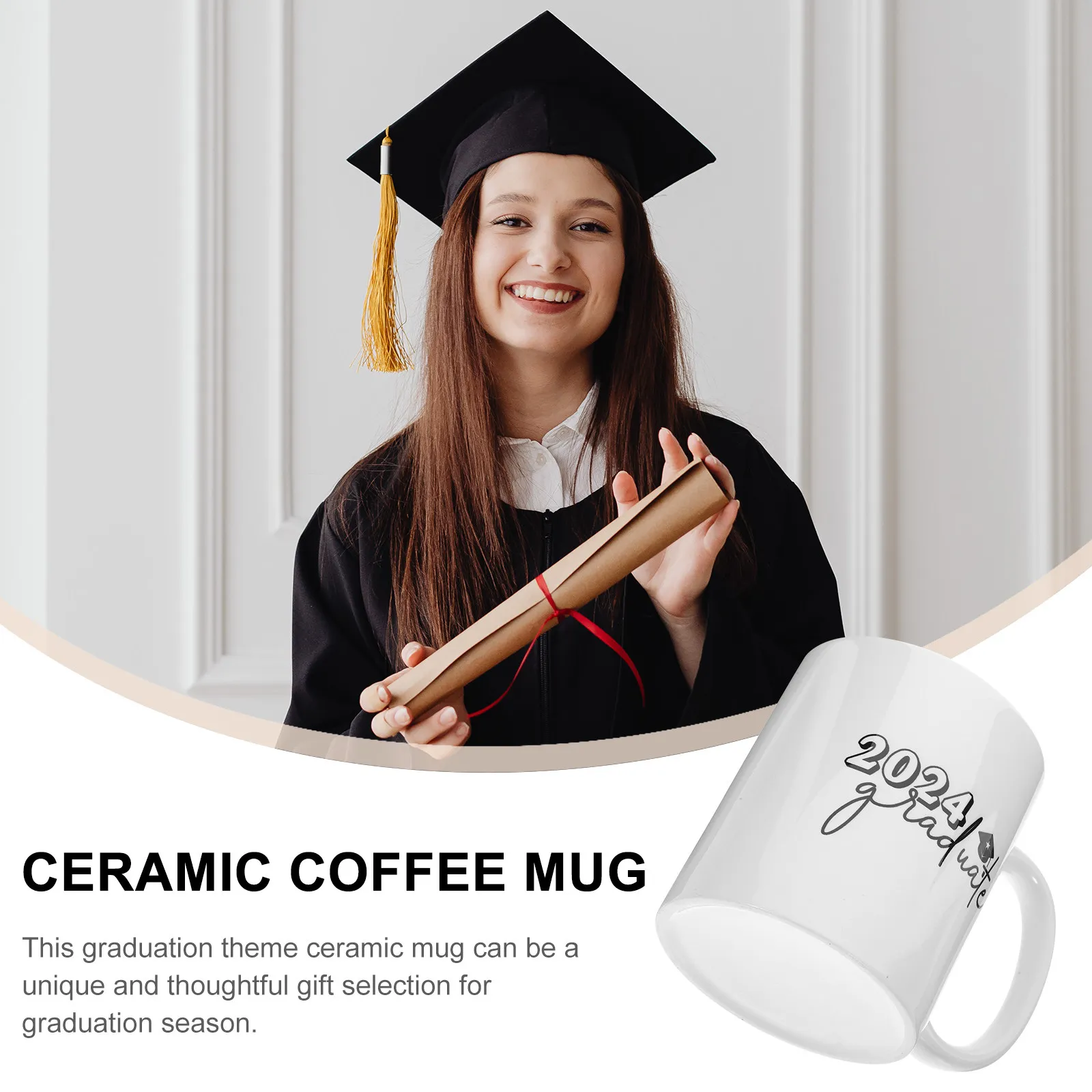 Graduation Ceramic Mug Class of 2024 Coffee Tea Cup Desktop Decor Keepsake Gift for Men
