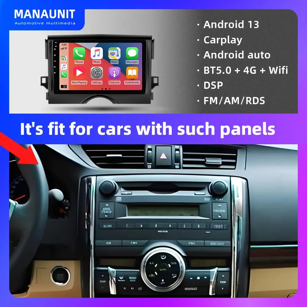 Car Multimedia Player for Toyota Mark 2 Reiz X130 2005-2009,Carplay,Android Auto,Radio,Video,Navigation,GPS,DVD,Stereo,Head Unit