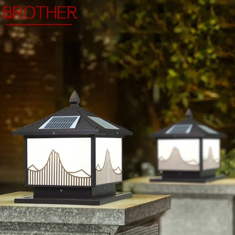 

BROTHER Solar Post Lamp Outdoor Vintage Pillar Light Column LED Waterproof IP65 for Modern for Home Garden Patio Decor