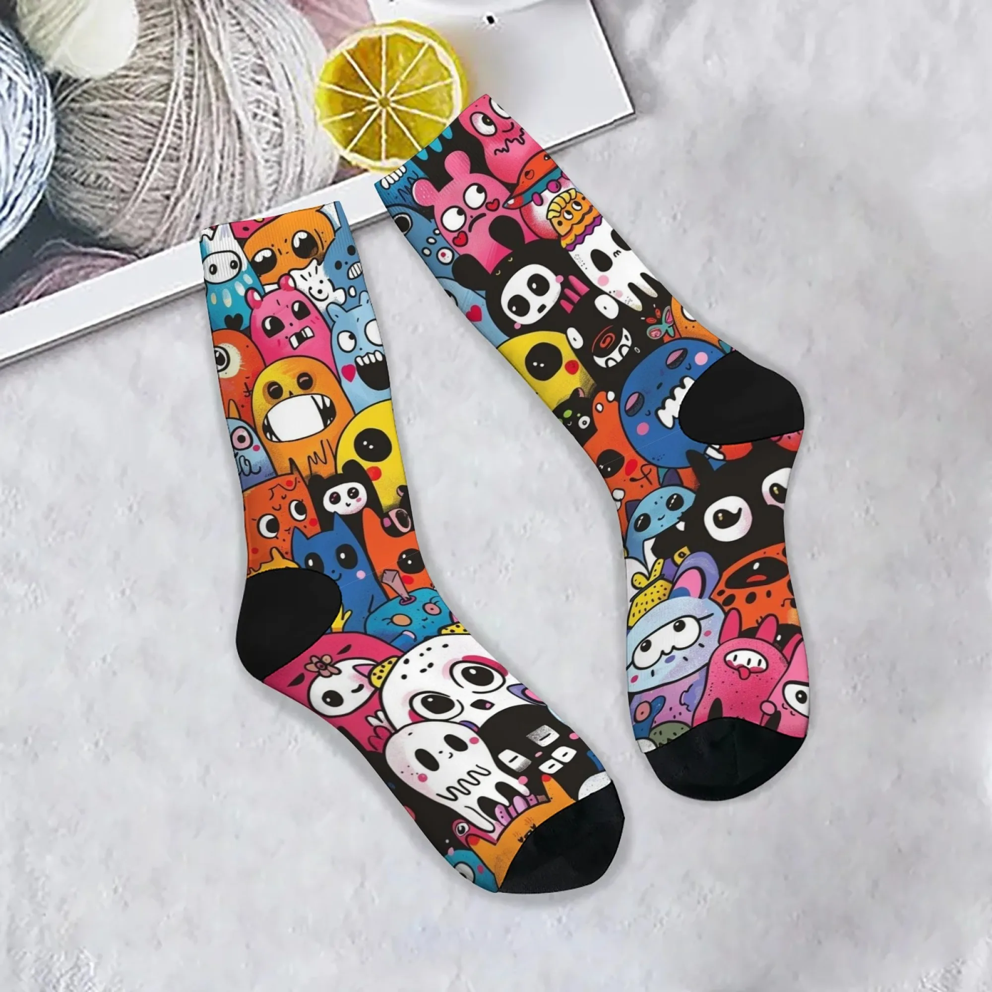 Harajuku Cartoon Monster Muster Crew Socken Streetwear Anti-Rutsch, atmungsaktiv, weich, bequem, perfekt für Party, verrücktes Geschenk