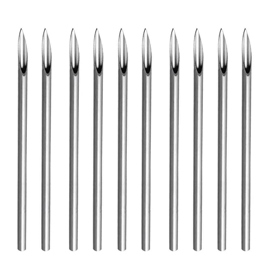 10/100 Pieces Stainless Steel Sterilized Piercing Needles for Navel Ear Lip Body Art 16g