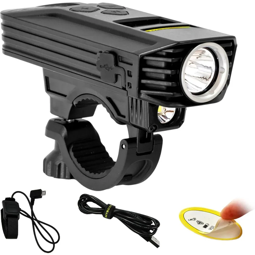 

1800 Lumen Dual Beam OLED Display USB Rechargeable Bike Headlight w/Remote Switch, Mount, Charging Cable