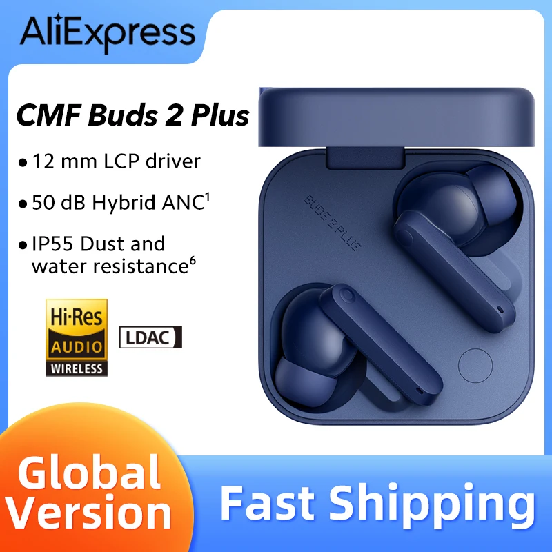 الإصدار العالمي لا شيء CMF Buds 2 Plus 50dB Hybrid ANC سماعة لاسلكية تعمل بالبلوتوث سماعة أذن محمولة للحد من سماعة أذن عالية الدقة