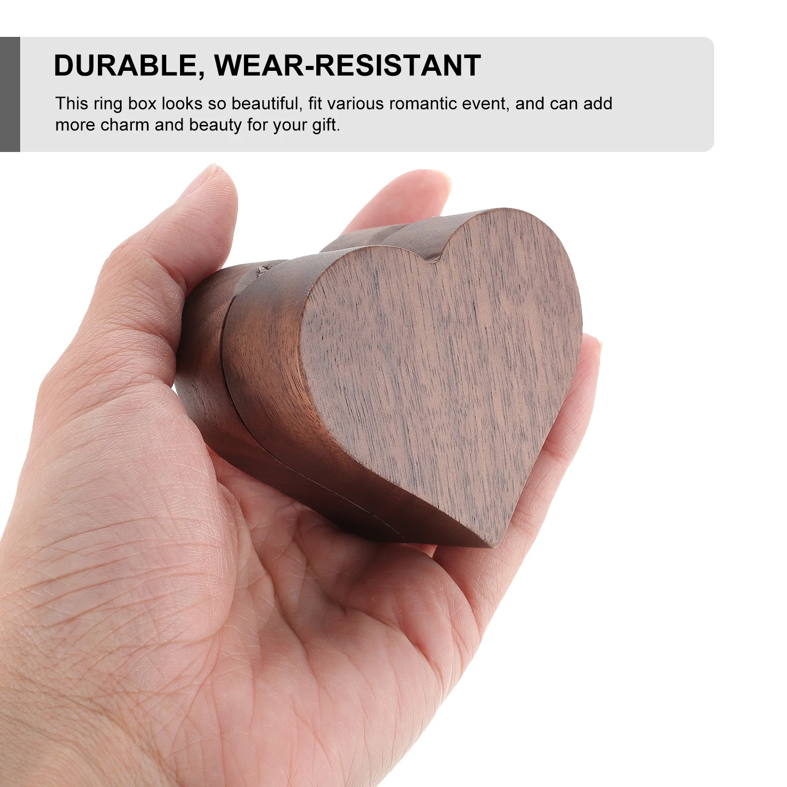 

Wooden Ring Box Heart Shaped Personalized Engagement Wedding Proposal Flannel Wood Compact Lightweight Durable Scratch Resistant