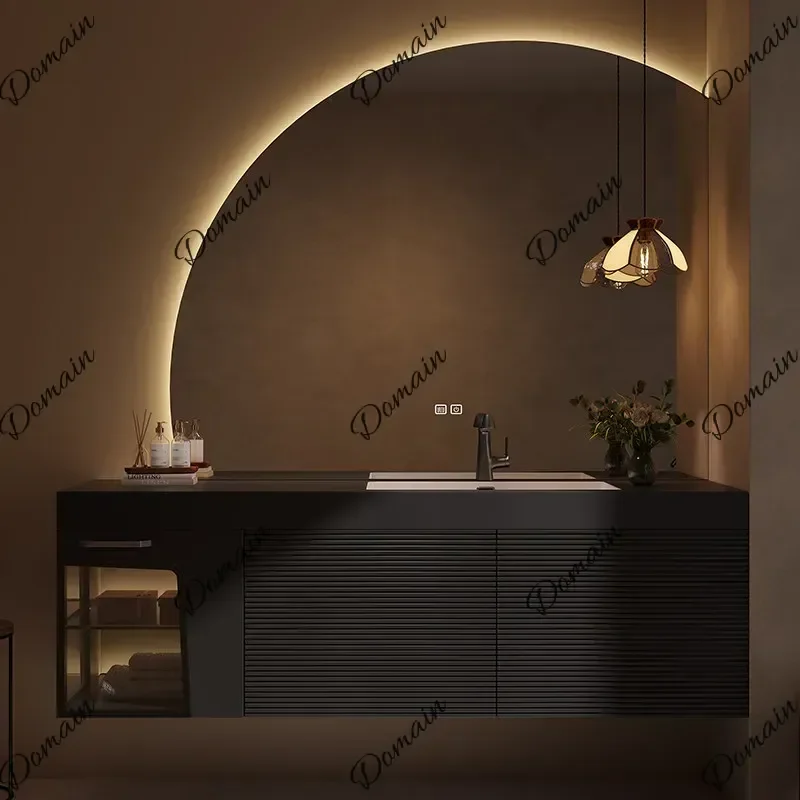 XY Oak Bathroom Vanity And Washbasin Combination Integrated Seamless Slab Stone Sink 2026 New Model For Home Improvement